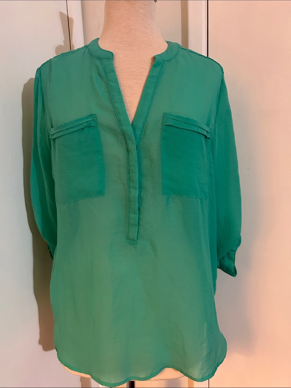 Apt. 9 Sheer Emerald Green Split-Neck Tunic